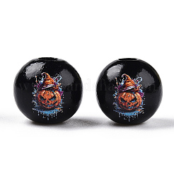 Perline europee in legno a tema Halloween&nbsp;WOOD-N016-04F