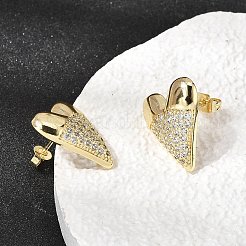 Orecchini a perno da donna in ottone con zirconi trasparenti per San Valentino&nbsp;EJEW-A162-07G