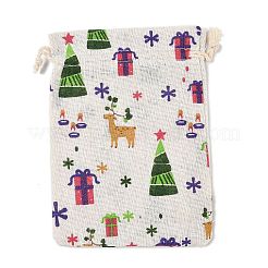 10 Stück 5 Stile bedruckte Polycotton-Verpackungsbeutel (Polyester-Baumwolle) mit Kordelzug&nbsp;ABAG-YW0001-04