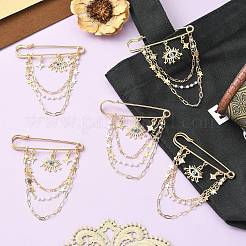 5 spilla di sicurezza con ciondolo a forma di occhio di strass e stella in lega&nbsp;JEWB-CJ0003-44