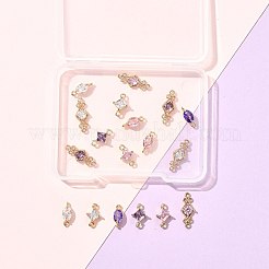 18 pièce 9 styles de liens/connecteurs en verre transparent pavé en laiton&nbsp;GLAA-FS0002-35