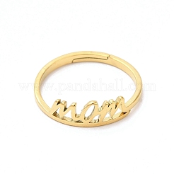 Placcatura ionica (ip) 304 acciaio inossidabile parola mamma anello regolabile per la festa della mamma&nbsp;RJEW-L107-032G