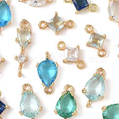 18 pz 9 stili ottone pavé collegamenti/connettori in vetro trasparente&nbsp;GLAA-FS0002-34