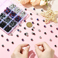 300 Stück 4 Farben Backfarbe Glas runde Perlen&nbsp;DGLA-YW0001-52