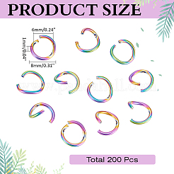 200 Stück offene Biegeringe aus Edelstahl 304 in Regenbogenfarben&nbsp;STAS-ME0003-78A