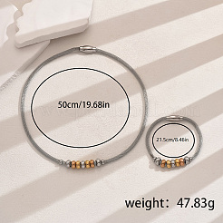 Elegante Hip-Hop-Rondell-Halsketten- und Armband-Sets aus Edelstahl&nbsp;KY2980
