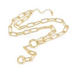 Collane con catena a graffetta in ottone e lazo&nbsp;NJEW-H087-06E-G