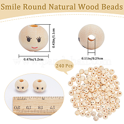 240 pièces de perles en bois imprimées&nbsp;WOOD-GF0002-05