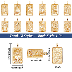 12 Stk. 12 Stil Messing Micro Pave klar Kubisch Zirkonia Anhänger&nbsp;KK-SC0003-01