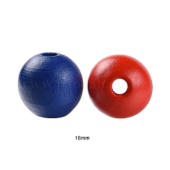 160 pièce 4 couleurs 4 juillet jour de l'indépendance américaine perles rondes en bois naturel peintes&nbsp;WOOD-LS0001-01B