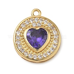 Pendentifs avec zircon cubiques à micro-pavés en laiton&nbsp;KK-CBA74BF-12G-01