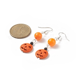 Orecchino pendente turchese sintetico jack-o'-lantern zucca di Halloween&nbsp;EJEW-JE05170