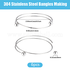 6 pièce de fabrication de bracelets manchettes en acier inoxydable 304&nbsp;MAK-BBC0001-21P