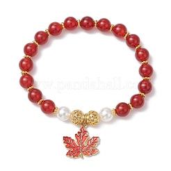 Braccialetti elastici con perline di corniola naturale per le donne&nbsp;BJEW-JB11328