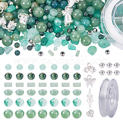 Kits de diy para hacer pulseras de cuentas de aventurina verde natural&nbsp;DIY-TA0013-73