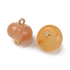 Breloques en forme de soucoupe en jade topaze naturelle avec placage en rack et bélières en laiton doré&nbsp;KK-B103-17B-09