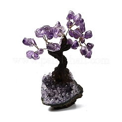Sculpture d'arbre en copeaux d'améthyste naturelle&nbsp;DJEW-K026-01A