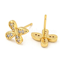 Aretes de corchete de circonita cúbica transparente con micro pavé de latón enchapado en cremallera&nbsp;EJEW-N055-02G-04-RS