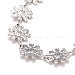 Bracelet à maillons marguerite en émail&nbsp;BJEW-P271-01P-04