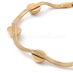 Bracciale a catena a spina di pesce con perline semicircolari in acciaio inossidabile 304 placcato ionico (ip) per donna&nbsp;BJEW-G656-01G