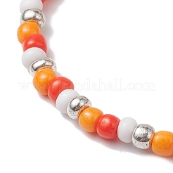 Halloween Candy Corn Acryl & Glass Saatperlen Perlen Stretch Armbänder Damen&nbsp;BJEW-JB10525-03