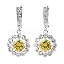 Orecchini a cerchio in ottone con zirconi cubici e fiori per donna&nbsp;EJEW-I304-25P