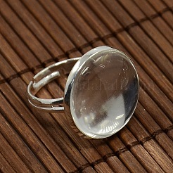 18 mm freie gewölbte Glas Cabochon Deckel und Messing Pad-Ring Grundlagen für diy portrait ring Herstellung&nbsp;DIY-X0130-S