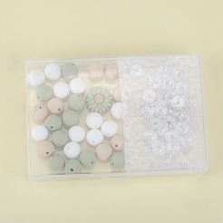 79 Stück 6 Stile Eisen-Strass-Abstandshalterperlen mit Blumen-Silikonperlen&nbsp;SIL-SZ0002-30B