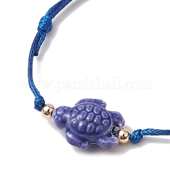 Bracciale sintetico con perline intrecciate in tartaruga turchese&nbsp;BJEW-JB11086-02