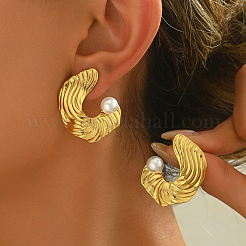 Boucles d'oreilles à tige en acier inoxydable à pépites texturées&nbsp;NW2943