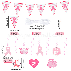 Bannières en papier ahademaker et décoration de pendentif ruban de sensibilisation au cancer du sein&nbsp;DIY-GA0004-05