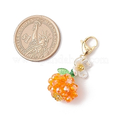 Decorazioni pendenti con perline di semi di vetro e diaspro imperiale sintetico tinto di frutta e fiori&nbsp;HJEW-MZ00307