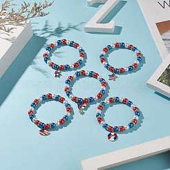 Braccialetto elasticizzato con perline di vetro colorato&nbsp;BJEW-JB09210