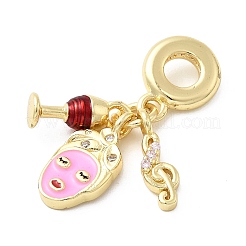 Messing dunkelrot und rosa Emaille Kelch Frau Musiknote europäischen baumeln Charms&nbsp;KK-C137-18G