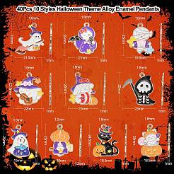 40pcs 10 Arten Halloween-Thema-Legierungs-Emaille-Anhänger&nbsp;ENAM-CJ0004-77