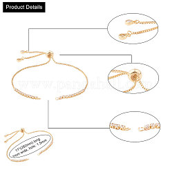 Verstellbare Messing micro pave Zirkonia Kette Armband machen&nbsp;ZIRC-CJ0001-01G