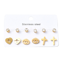 Ohrstecker-Sets aus 304 Edelstahl mit Mikropavé und Zirkonia für Damen&nbsp;EJEW-B112-01G-02