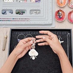 Décorations pendentif ange en acrylique et perles de verre et coquillages&nbsp;HJEW-GO00037