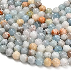 Natürliche Aquamarin Perlen Stränge&nbsp;G-F591-29A-10mm-04