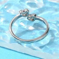 Offene Manschettenringe aus Messing mit Mikropavé-Kubikzirkonia für Damen&nbsp;RJEW-R005-07P