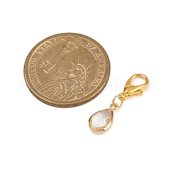 Vetro con decorazioni pendenti a goccia sfaccettata in ottone&nbsp;HJEW-JM04030