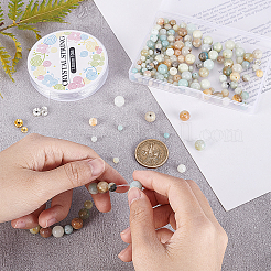 DIY-Sets zur Herstellung von Stretch-Armbändern aus natürlichem Amazonit mit Blumen&nbsp;DIY-CA0003-19