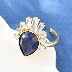 Bagues en laiton avec lapis-lazuli naturel&nbsp;GG-CBACC2B-07G-05