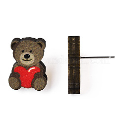 Pendientes de madera con estampado temático del día de San Valentín para mujer&nbsp;EJEW-B029-04