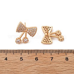 Orecchini a bottone da donna in ottone con micro pavé di zirconi trasparenti&nbsp;EJEW-G428-26G-03