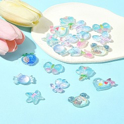 20 Stück 10 Stile Blume transparent Epoxidharz Decoden Cabochons&nbsp;RESI-FS0001-94