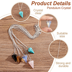 5 Stück 5 Farben Glas-Imitation Edelstein Kegel Anhänger Halsketten Set&nbsp;NJEW-GA0001-05