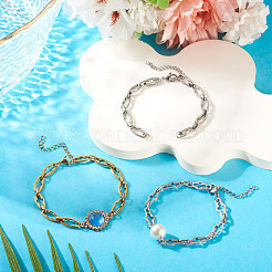 6 stücke 3 stil 304 edelstahl kreuz link kette armband machen&nbsp;AJEW-TA00051