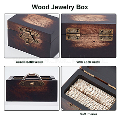 Rechteckige Vintage-Holzring-Aufbewahrungsboxen&nbsp;CON-WH0087-85A
