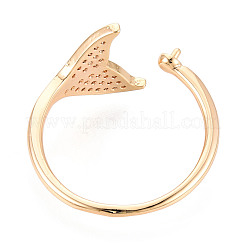 Fischschwanzform Messing Micro Pave klare Zirkonia Cup Peg Ring Einstellungen&nbsp;KK-T076-14G